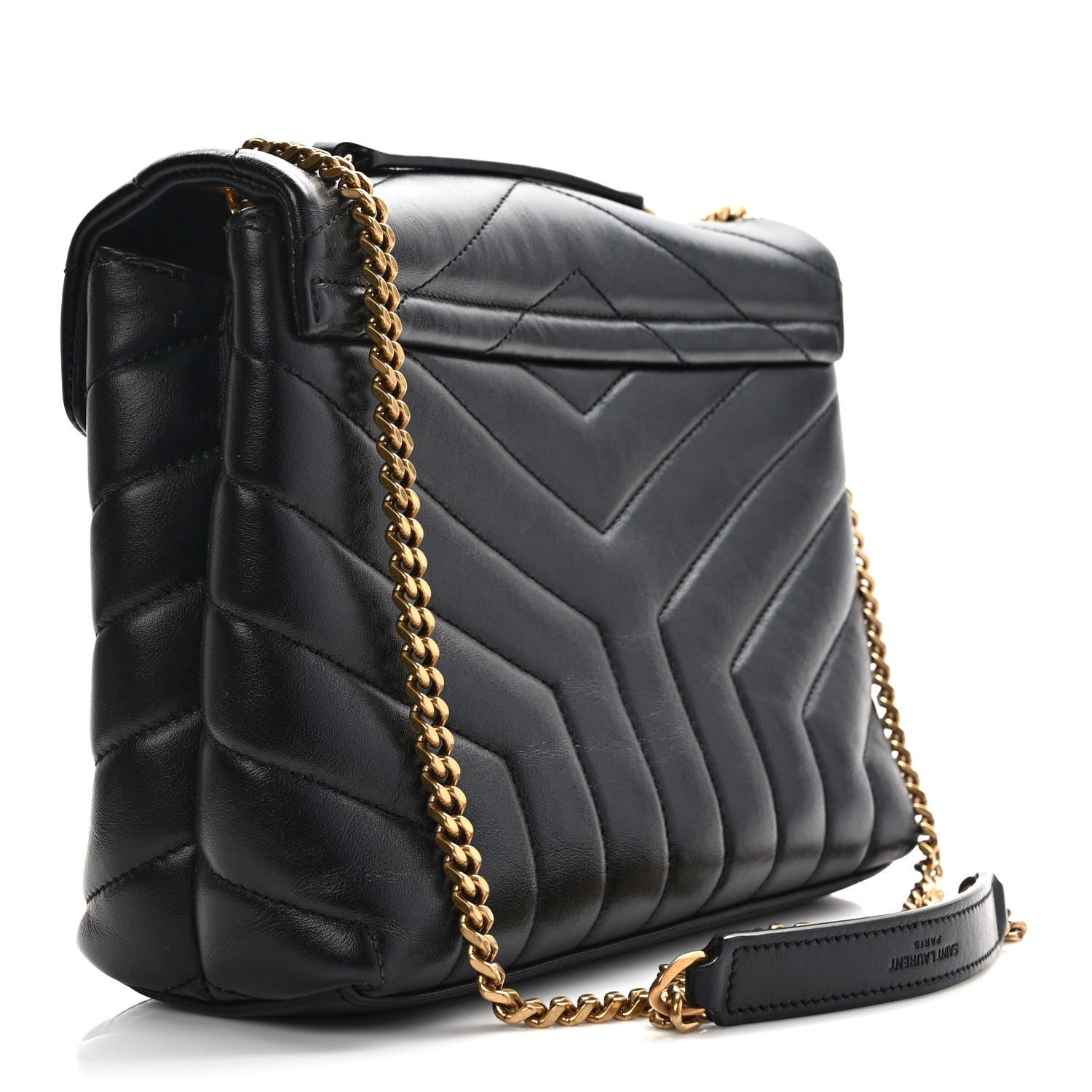 Saint Laurent Calfskin Y Quilted Monogram Small Loulou Chain Satchel Black 2 of 9