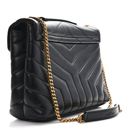 Saint Laurent Calfskin Y Quilted Monogram Small Loulou Chain Satchel Black 2 of 9