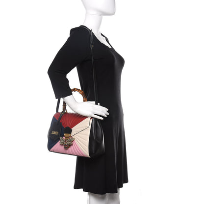 Gucci Calfskin Bamboo Trapuntata Queen Margaret Top Handle Bag Blue Agata Hibiscus Red Mystic White Sugar Pink 2 of 11