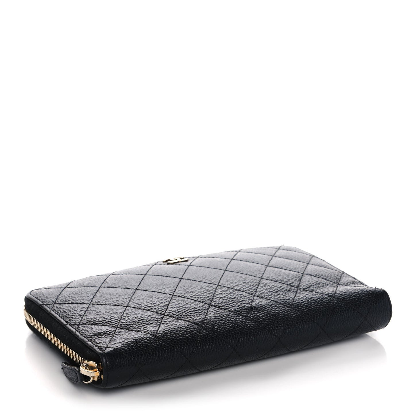 Caviar Quilted Large Zip Around Organizer Wallet Black
