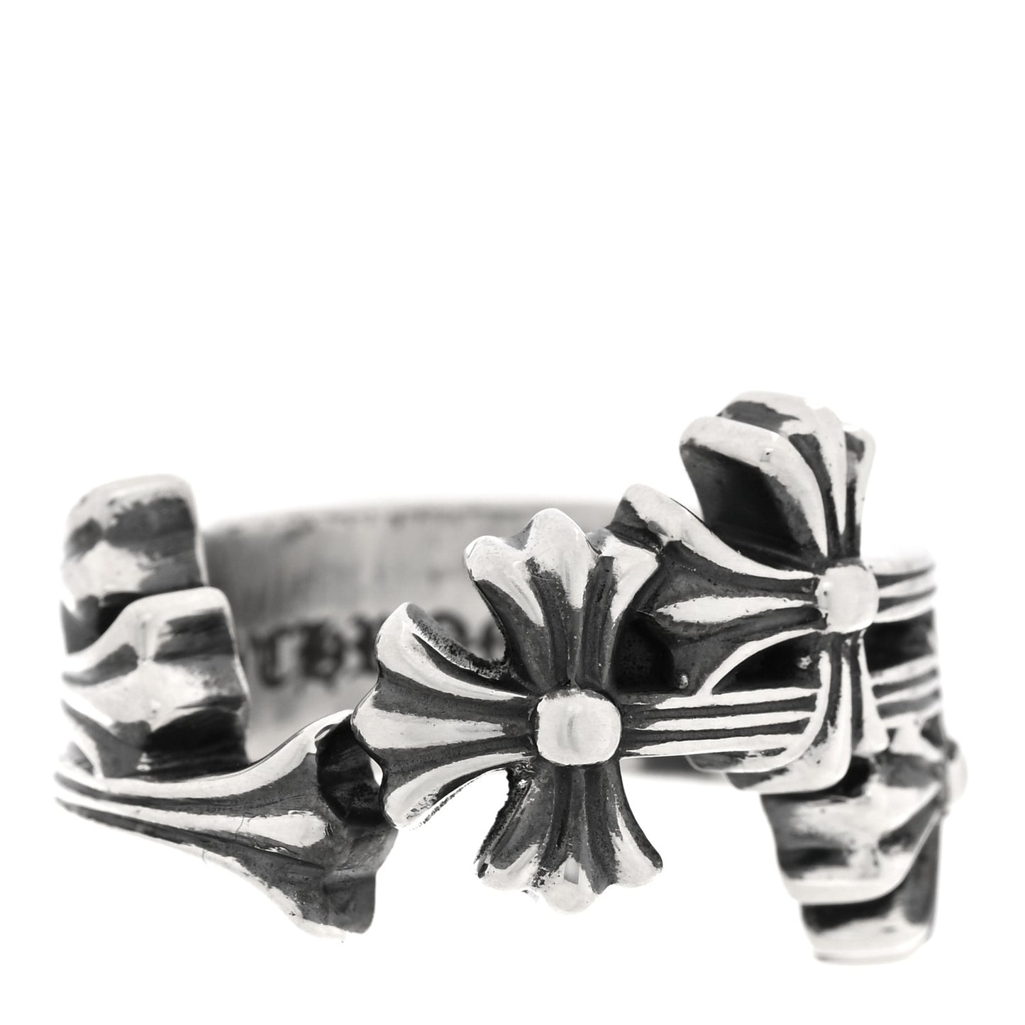 Sterling Silver Triple Cross Curve Ring 51 5.75