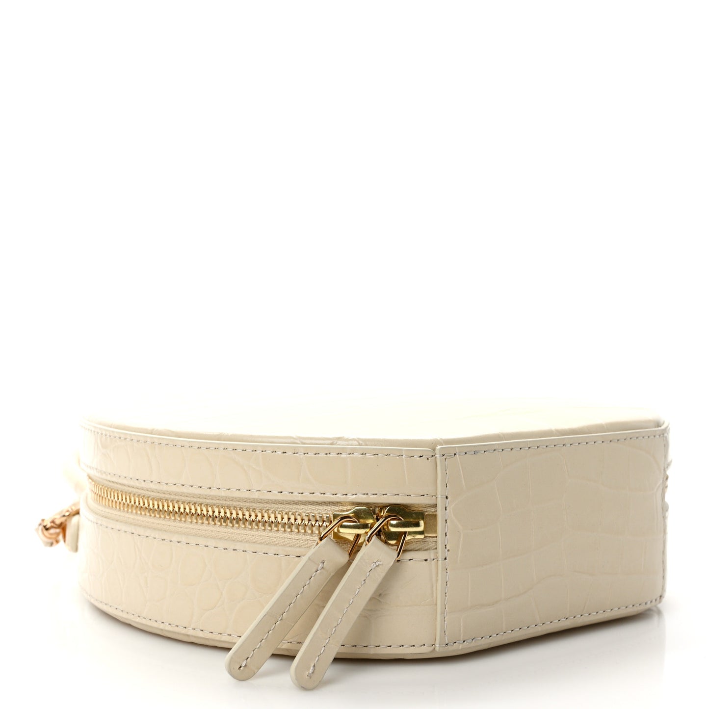 MANSUR GAVRIEL Calfskin Crocodile Embossed Circle Crossbody Bag Dune