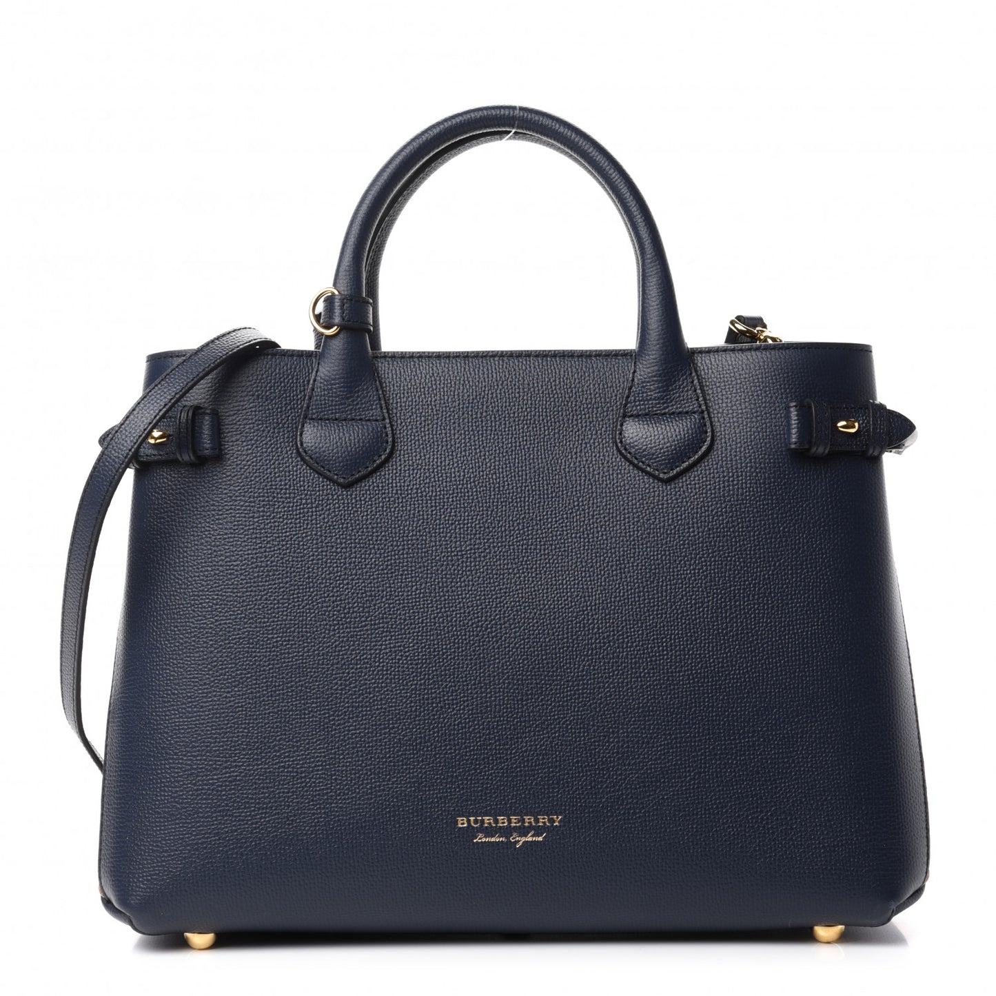 Calfskin House Check Medium Banner Tote Ink Blue