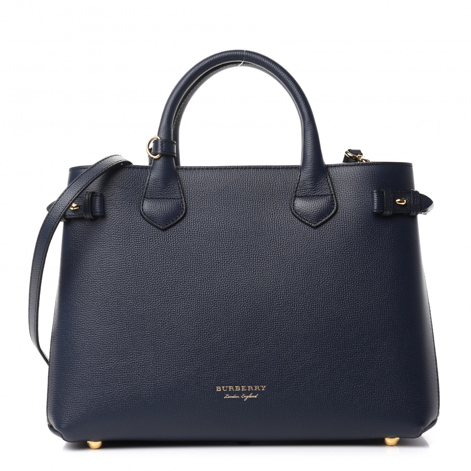 Burberry Calfskin House Check Medium Banner Tote Ink Blue 1 of 10