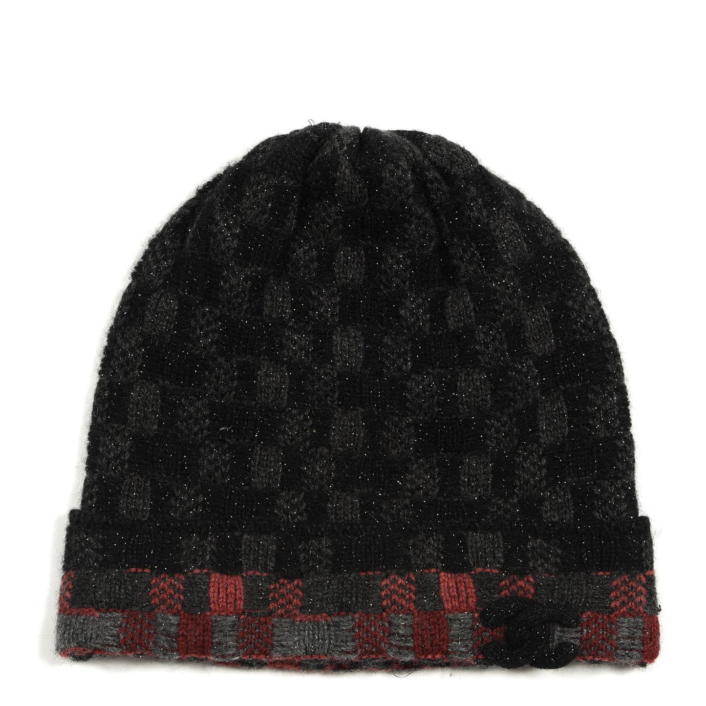 Cashmere Blend CC Beanie Hat Black Grey Red