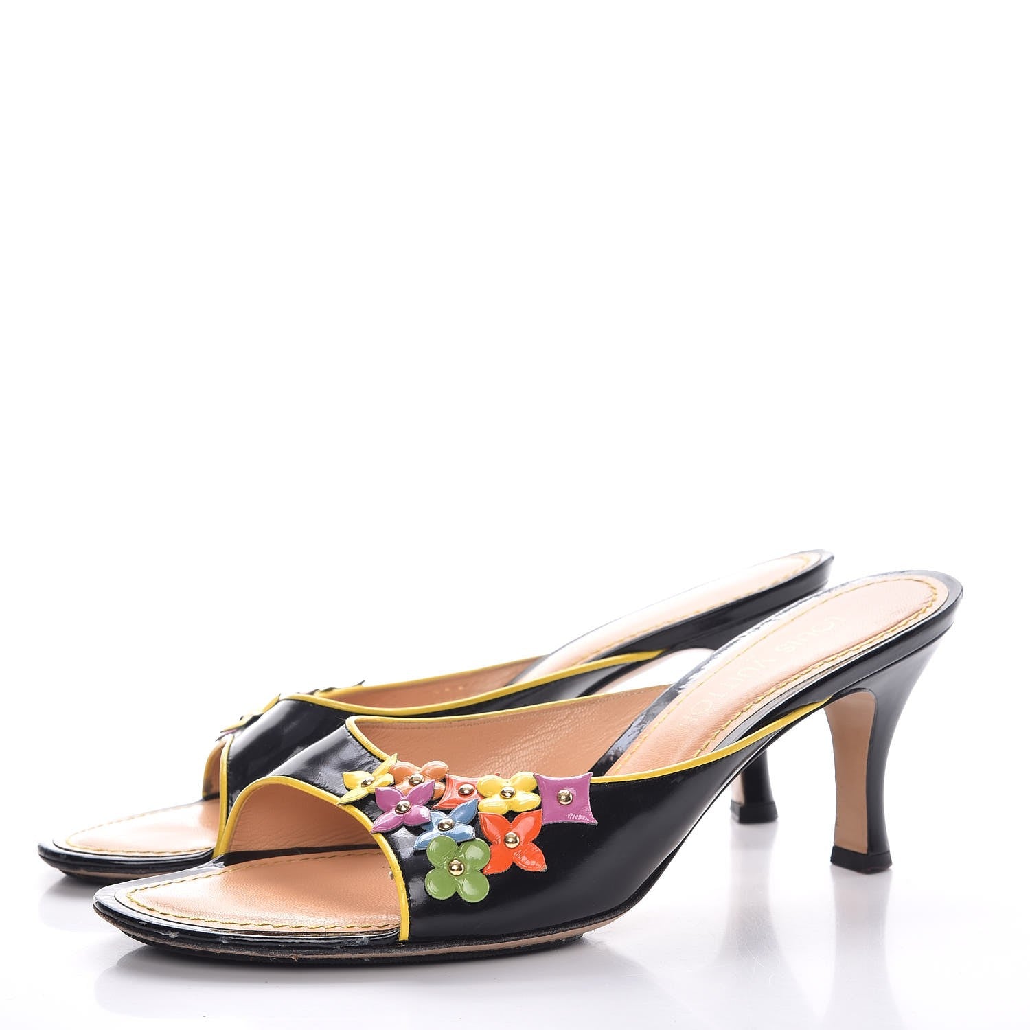 Louis Vuitton Glazed Calfskin Open Toe Mule Sandals 41 Black 3 of 15