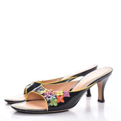 Louis Vuitton Glazed Calfskin Open Toe Mule Sandals 41 Black 3 of 15