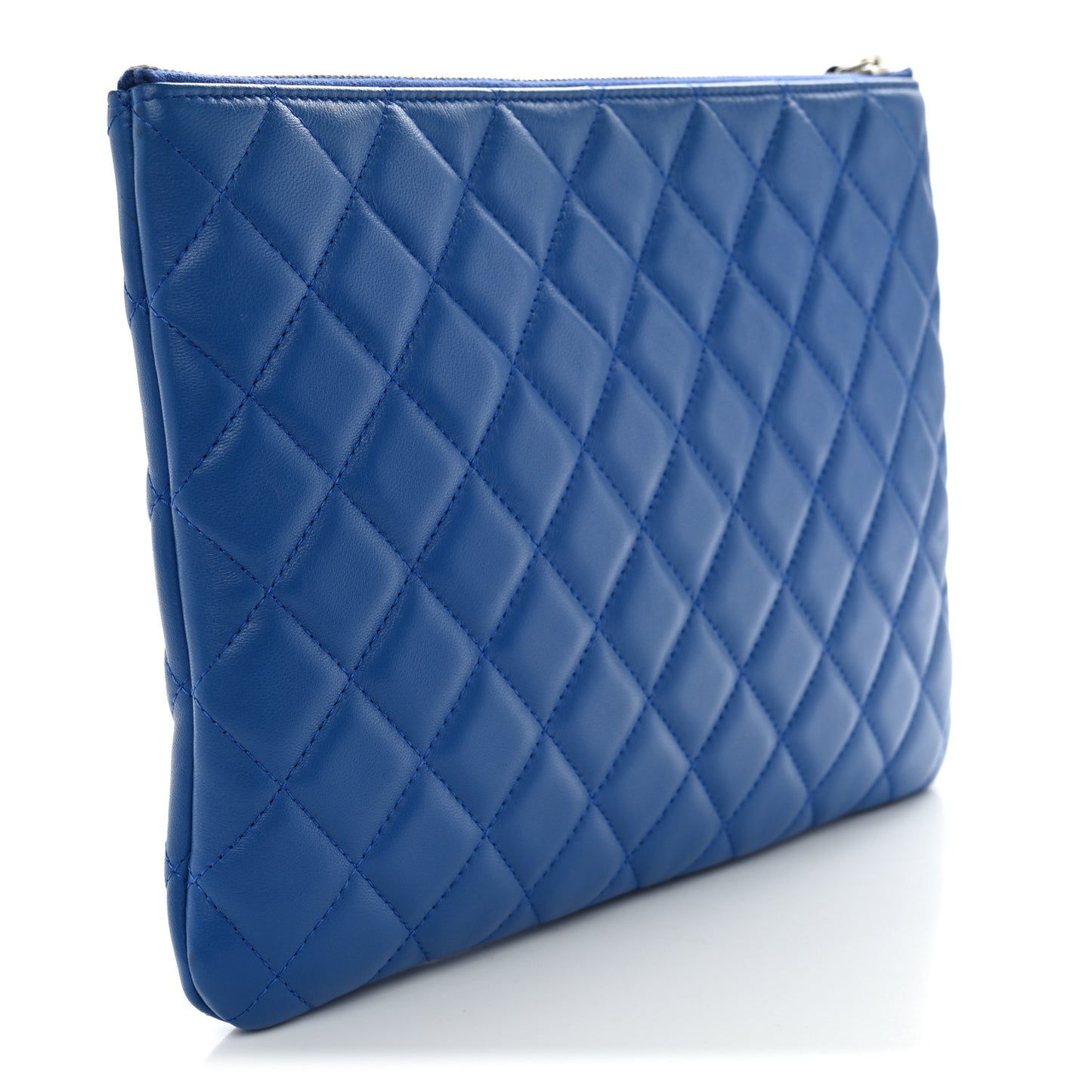 Lambskin Quilted Medium Cosmetic Case Blue