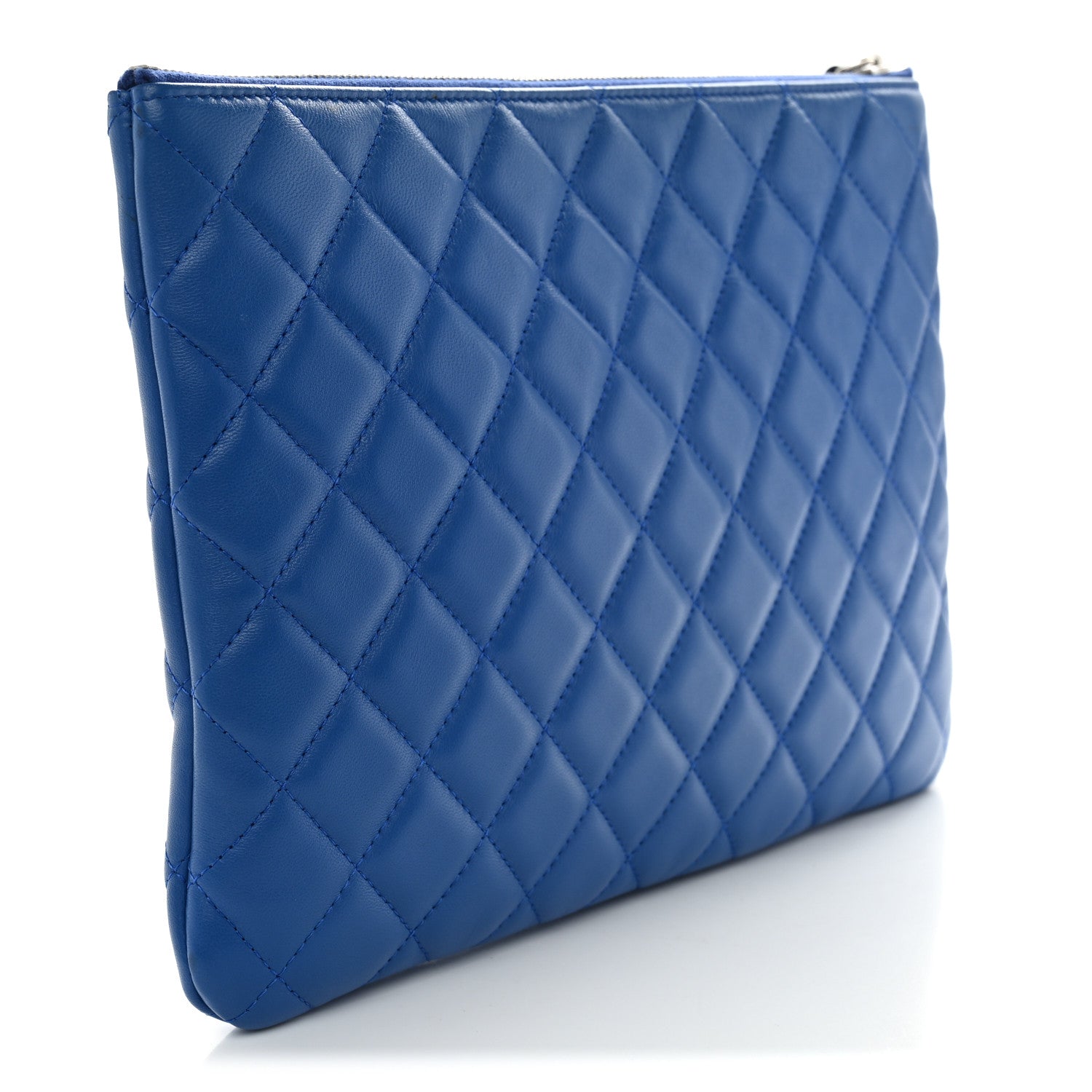 Chanel Lambskin Quilted Medium Cosmetic Case Blue 3 of 7