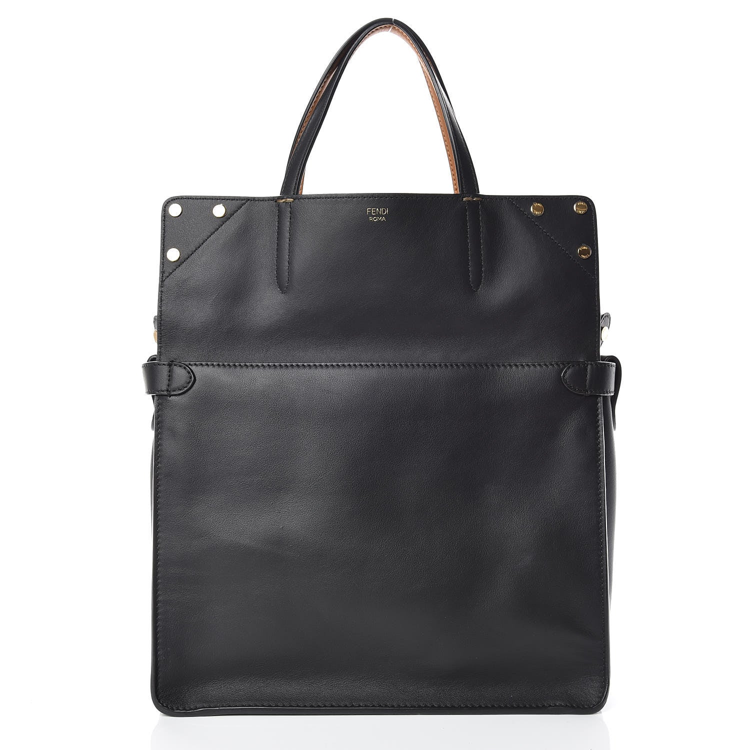 Fendi Vitello Grace Suede Flip Tote Black Nocciola Marrone 4 of 18