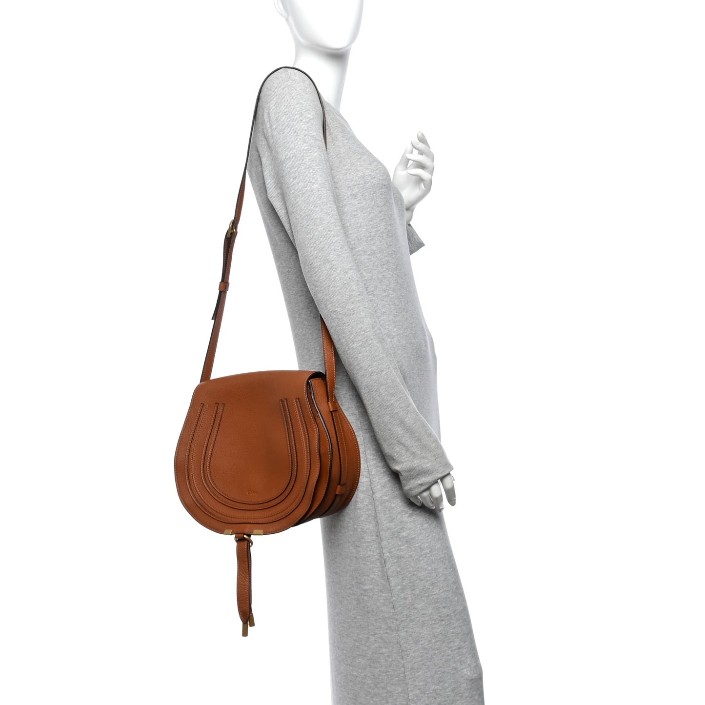Calfskin Medium Marcie Round Crossbody Bag Tan