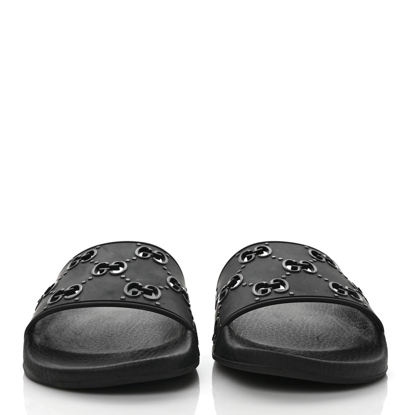 Rubber GG Monogram Perforated Womens Slide Sandals 38 Black