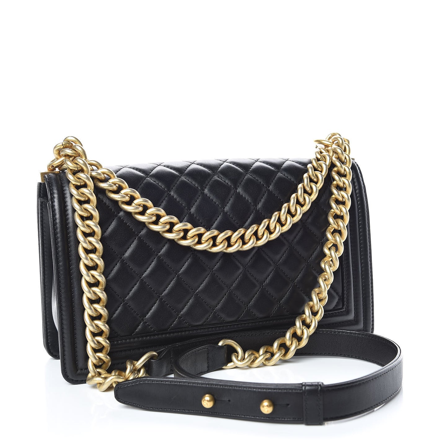 Lambskin Quilted Medium Boy Flap Black