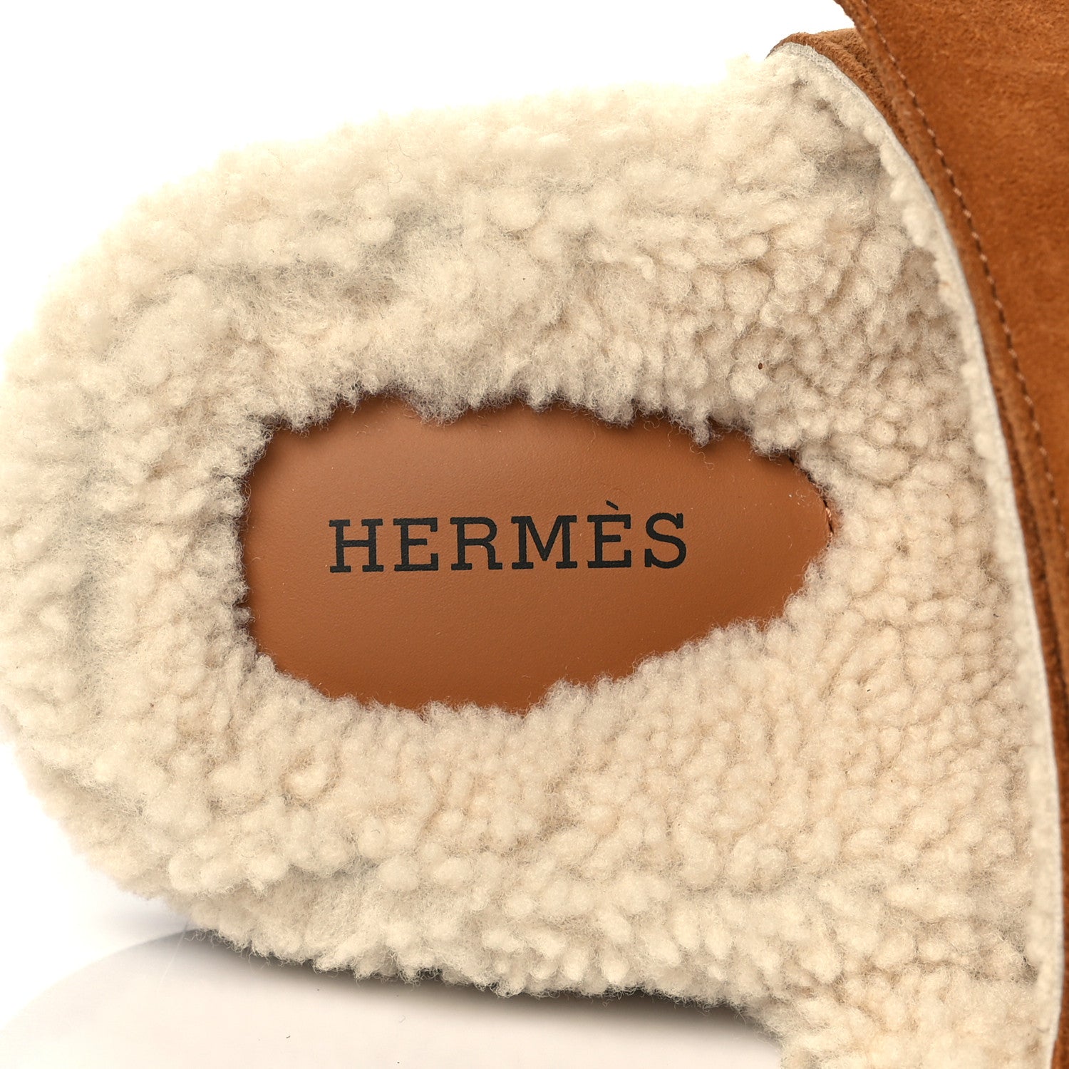 Hermes Suede Goatskin Woolskin Womens Chypre Sandals 36.5 Brun Fume Ecru 7 of 8