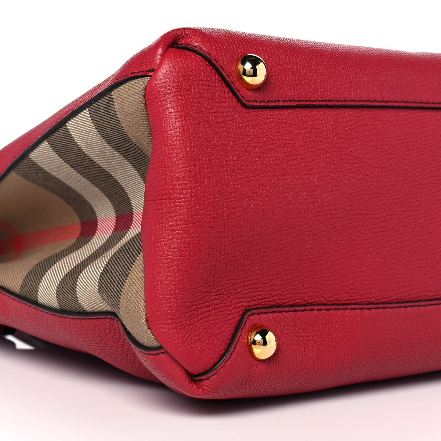 Grainy Calfskin House Check Medium Banner Tote Red