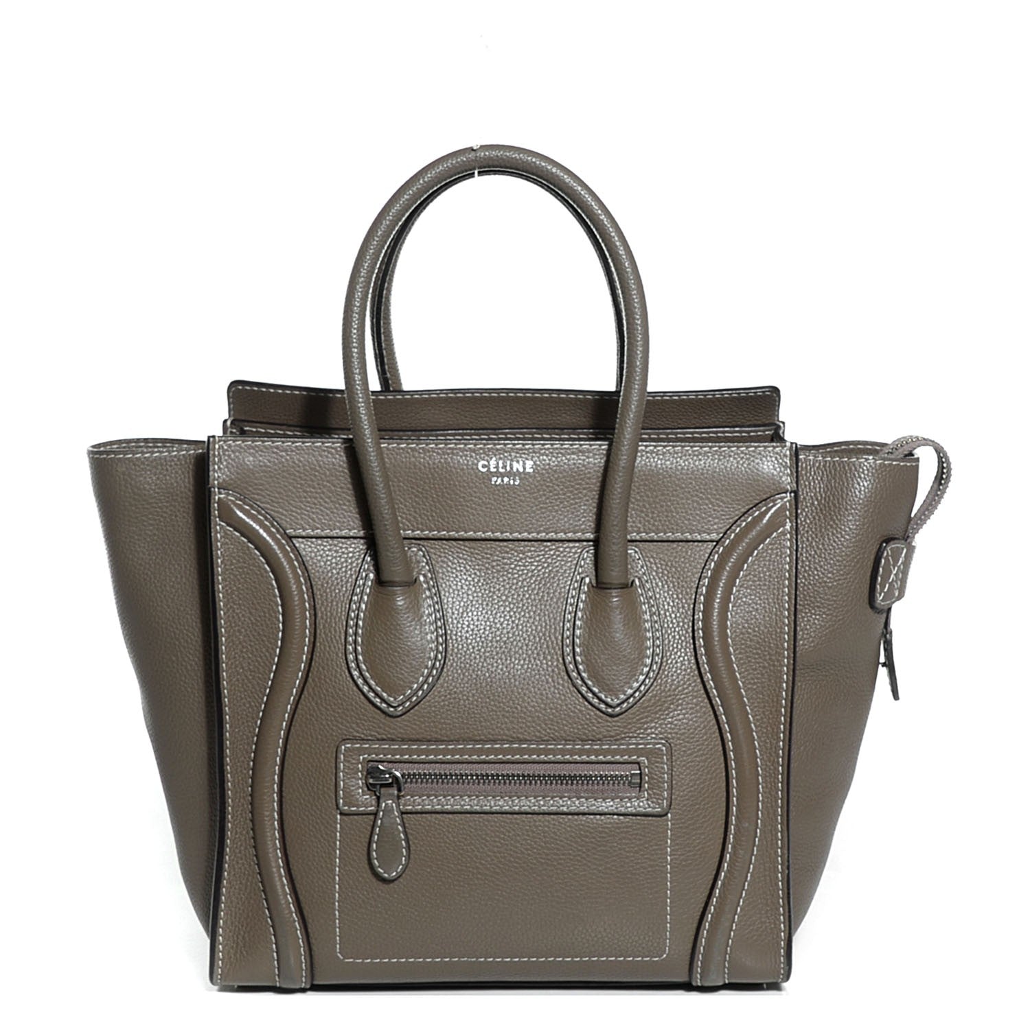 Celine Drummed Calfskin Micro Luggage Souris 1 of 8