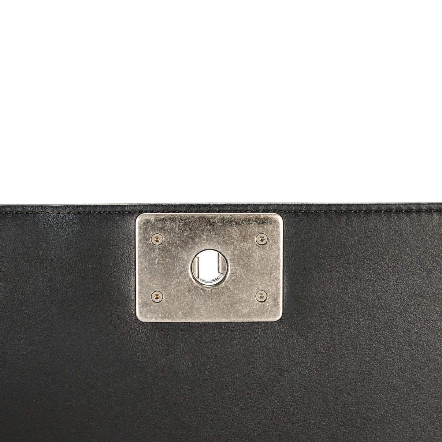 Calfskin Chevron Medium Boy Flap Black