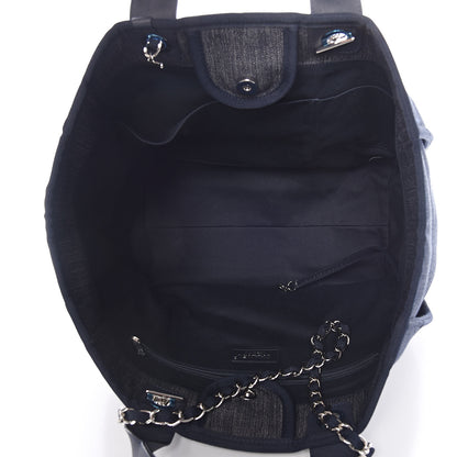 Chanel Denim Large Deauville Tote Dark Blue 5 of 9