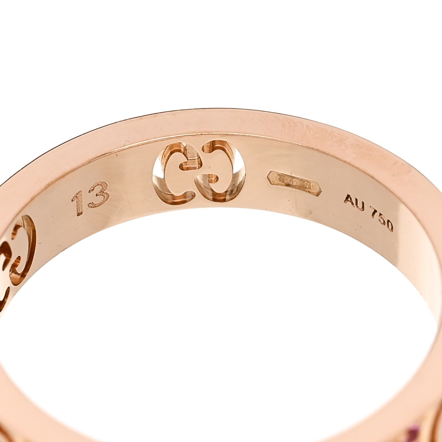 Gucci 18K Rose Gold Pink Sapphire Icon Stardust Thin Band Ring 53 6.5 5 of 5