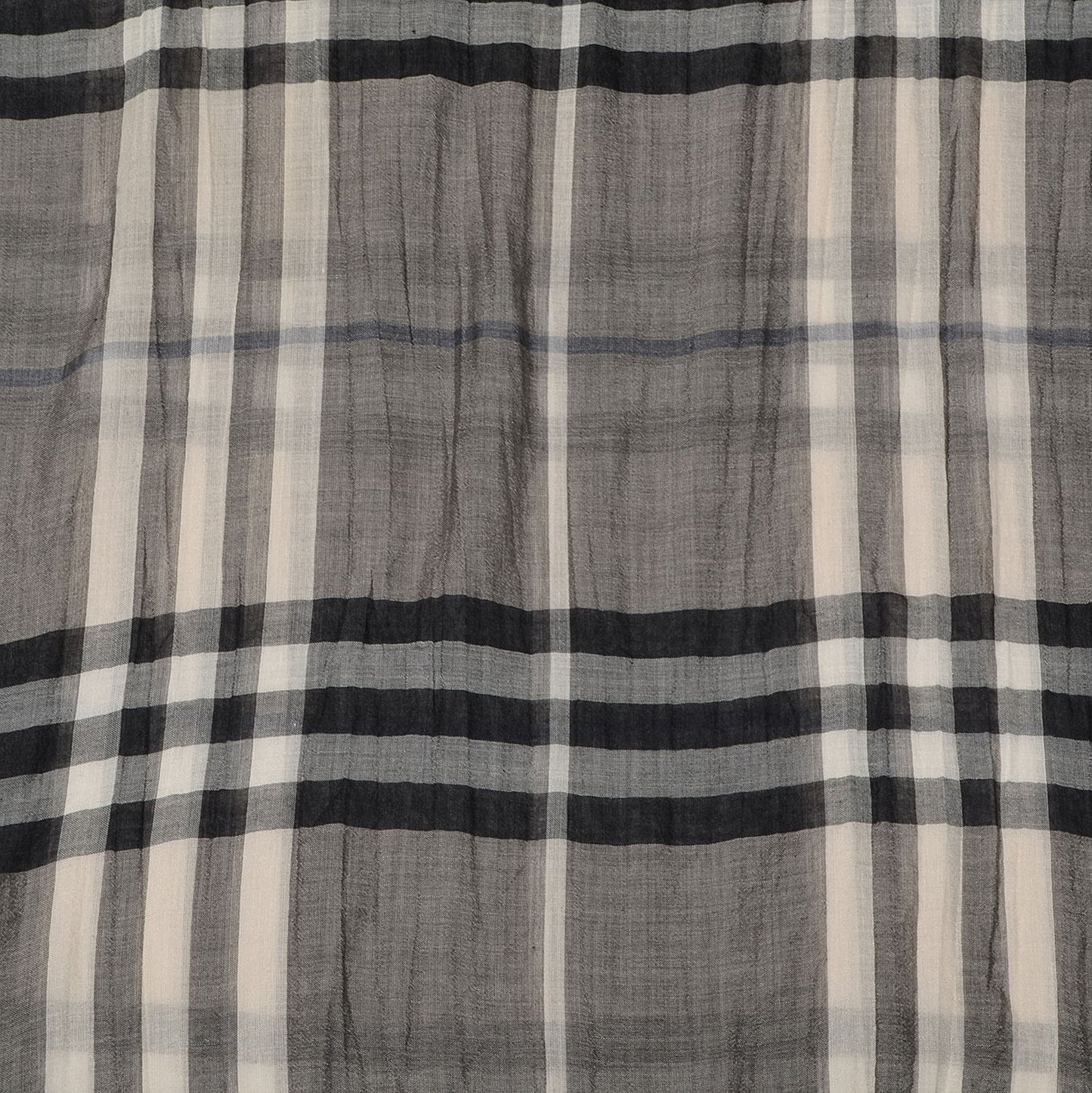 Silk Wool Giant Check Scarf Grey