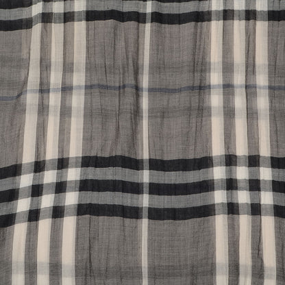 Burberry Silk Wool Giant Check Scarf Grey 3 of 4