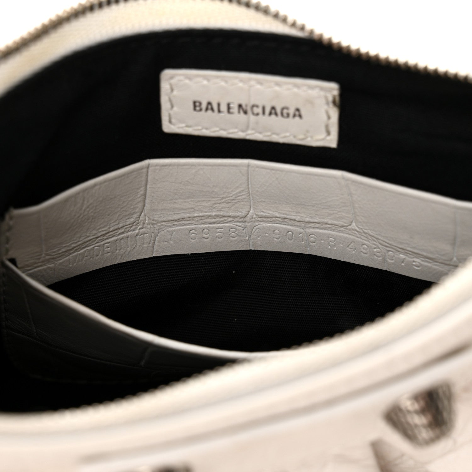 Balenciaga Extra Supple Calfskin Crocodile Embossed Le Cagole Mini Purse With Chain White 7 of 18