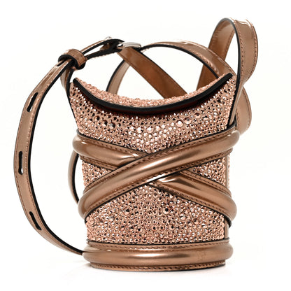 Alexander McQueen Metallic Calfskin Crystal Mini Curve Bucket Bag Rose Gold 1 of 9