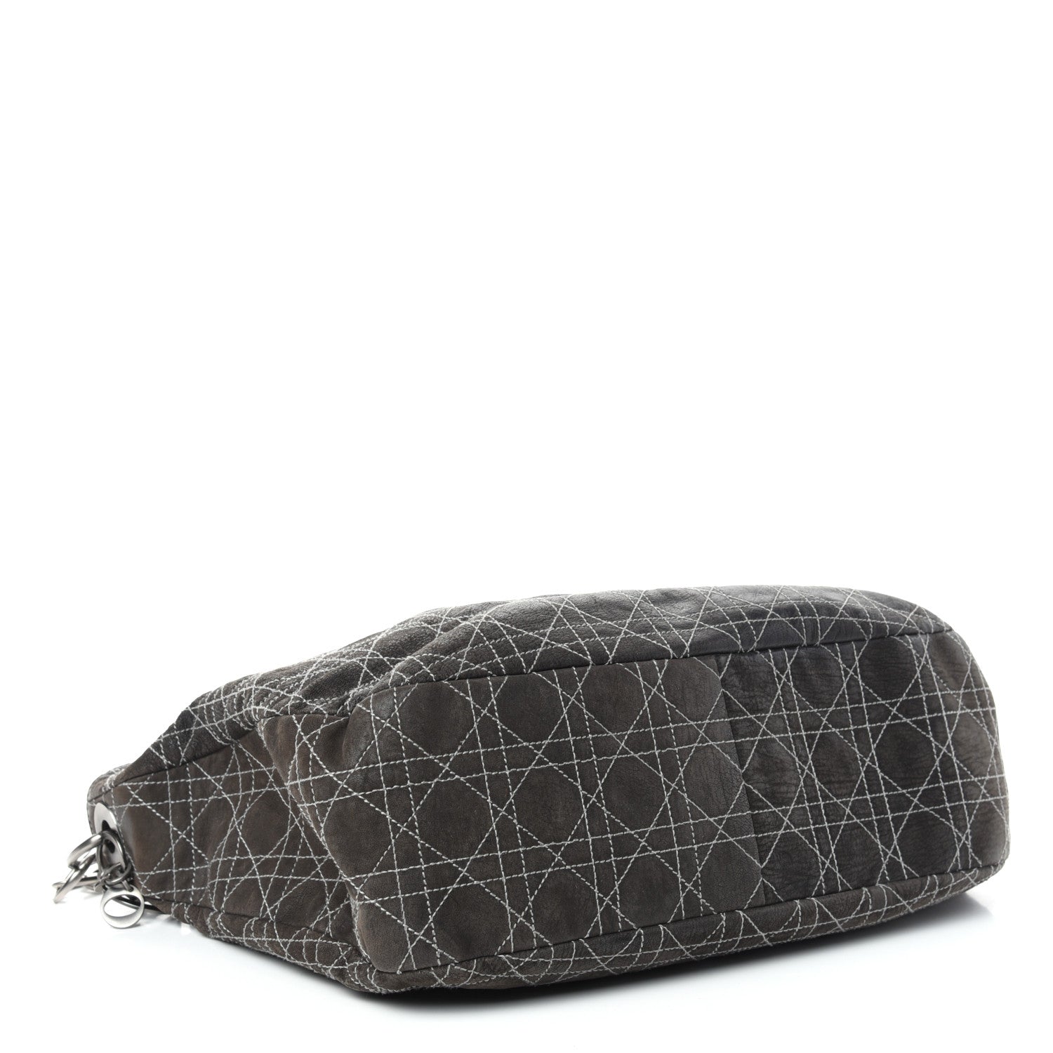 Christian Dior Goatskin Cannage Medium Lady Dior Hobo Gray 4 of 10