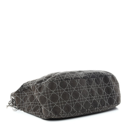 Christian Dior Goatskin Cannage Medium Lady Dior Hobo Gray 4 of 10