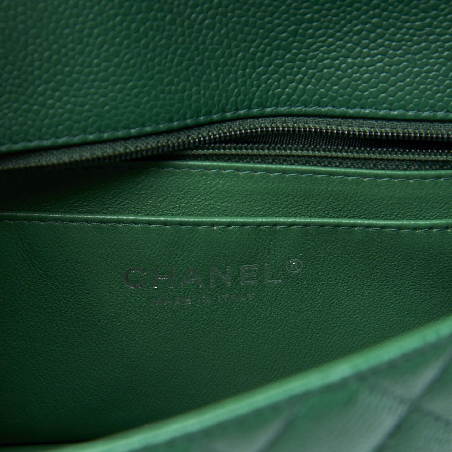 Caviar Quilted Mini Rectangular Flap Green