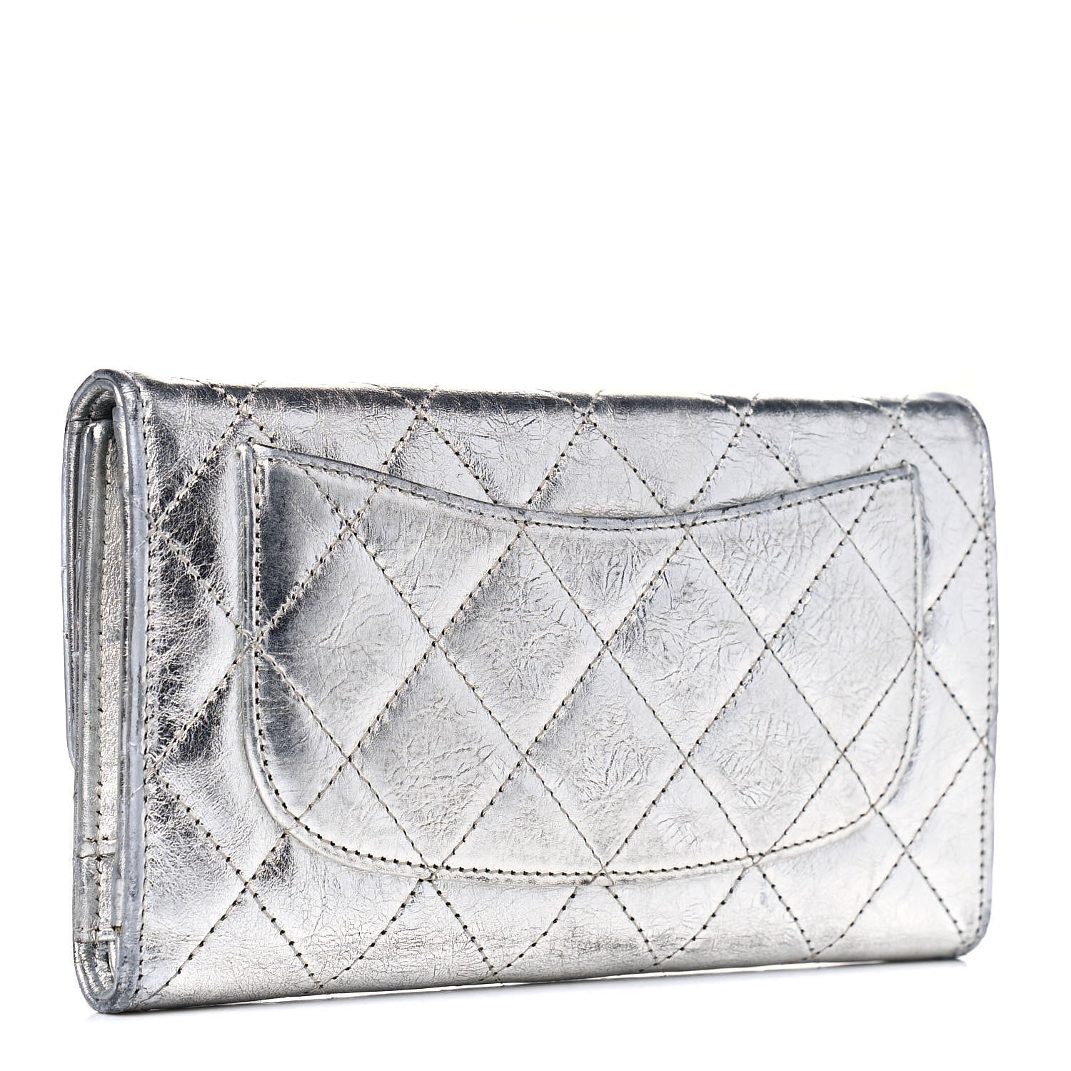 Chanel Metallic Aged Calfskin Quilted Reissue Long Flap Wallet Light Silver 2 of 15