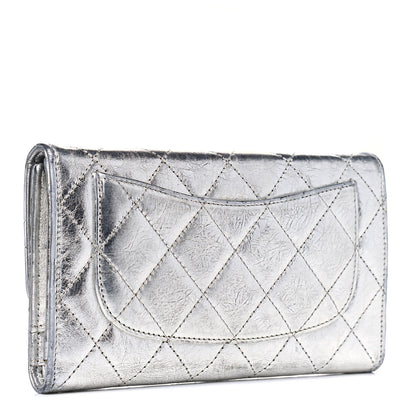 Chanel Metallic Aged Calfskin Quilted Reissue Long Flap Wallet Light Silver 2 of 15