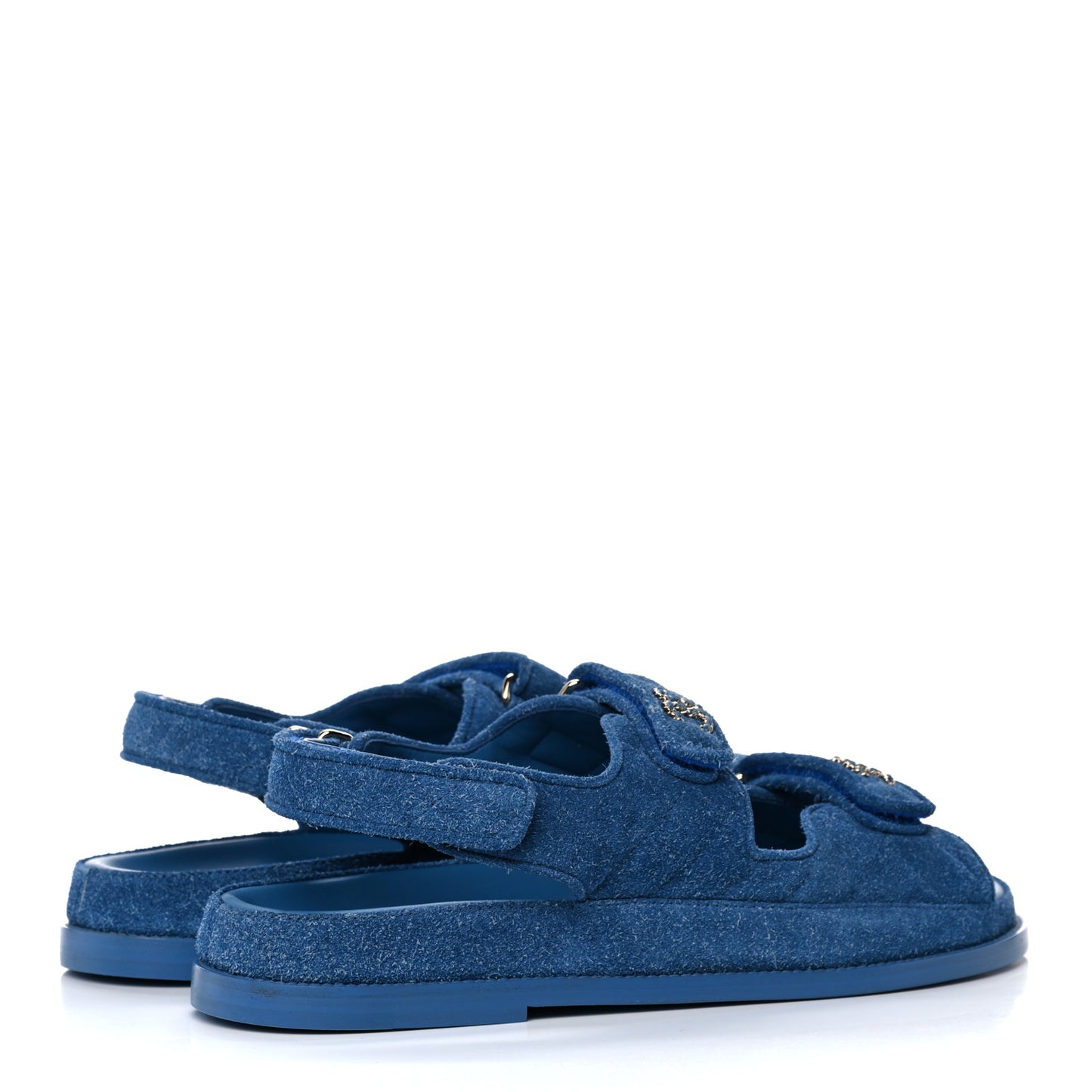 Suede Calfskin Velcro Dad Sandals 41.5 Blue