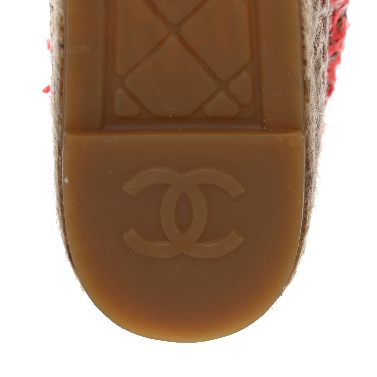 Chanel Tweed Lambskin CC Espadrilles 39 Coral Pink Black Red 13 of 16