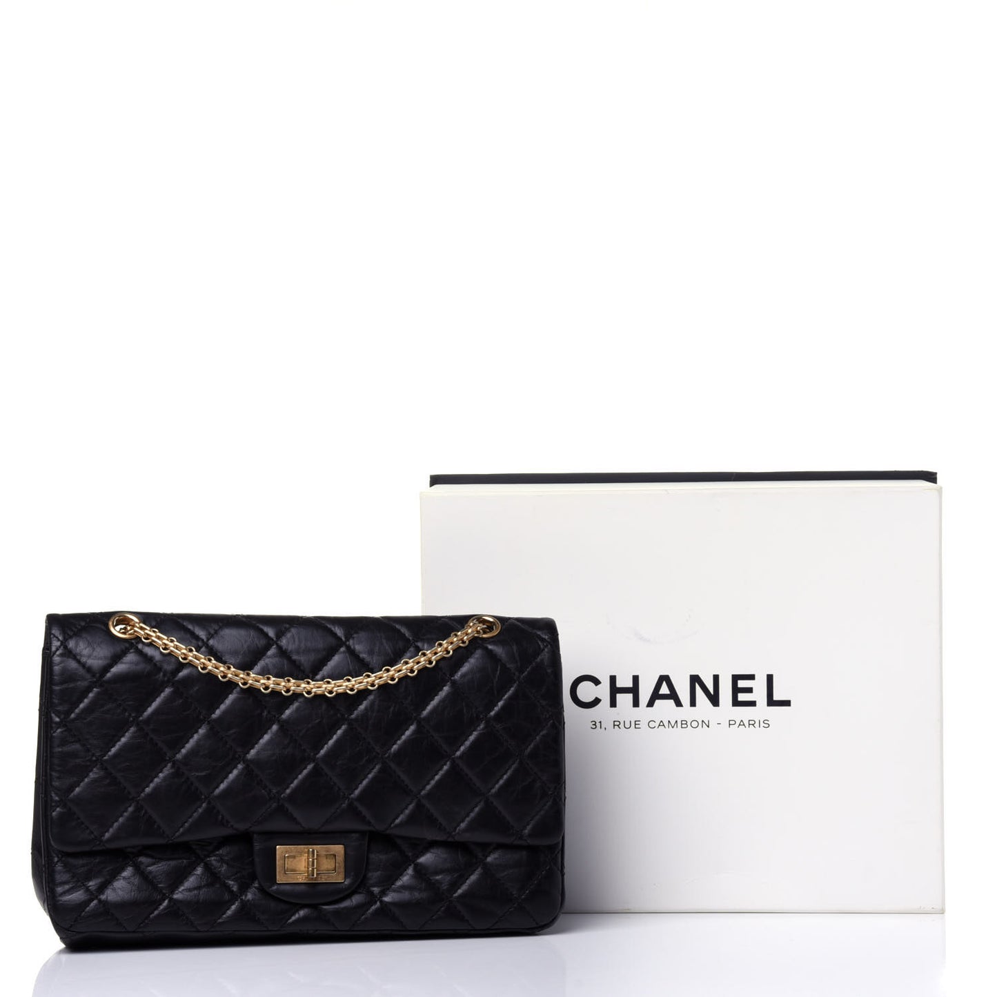 Aged Calfskin Quilted 2.55 Reissue 227 Flap Black