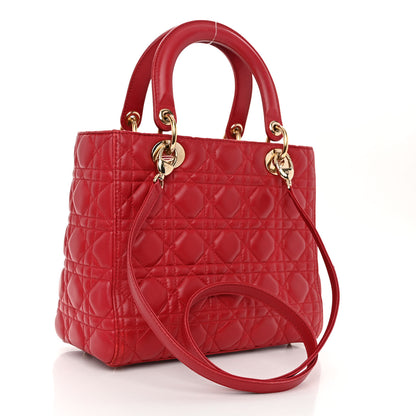 Christian Dior Lambskin Cannage Medium Lady Dior Red 3 of 10