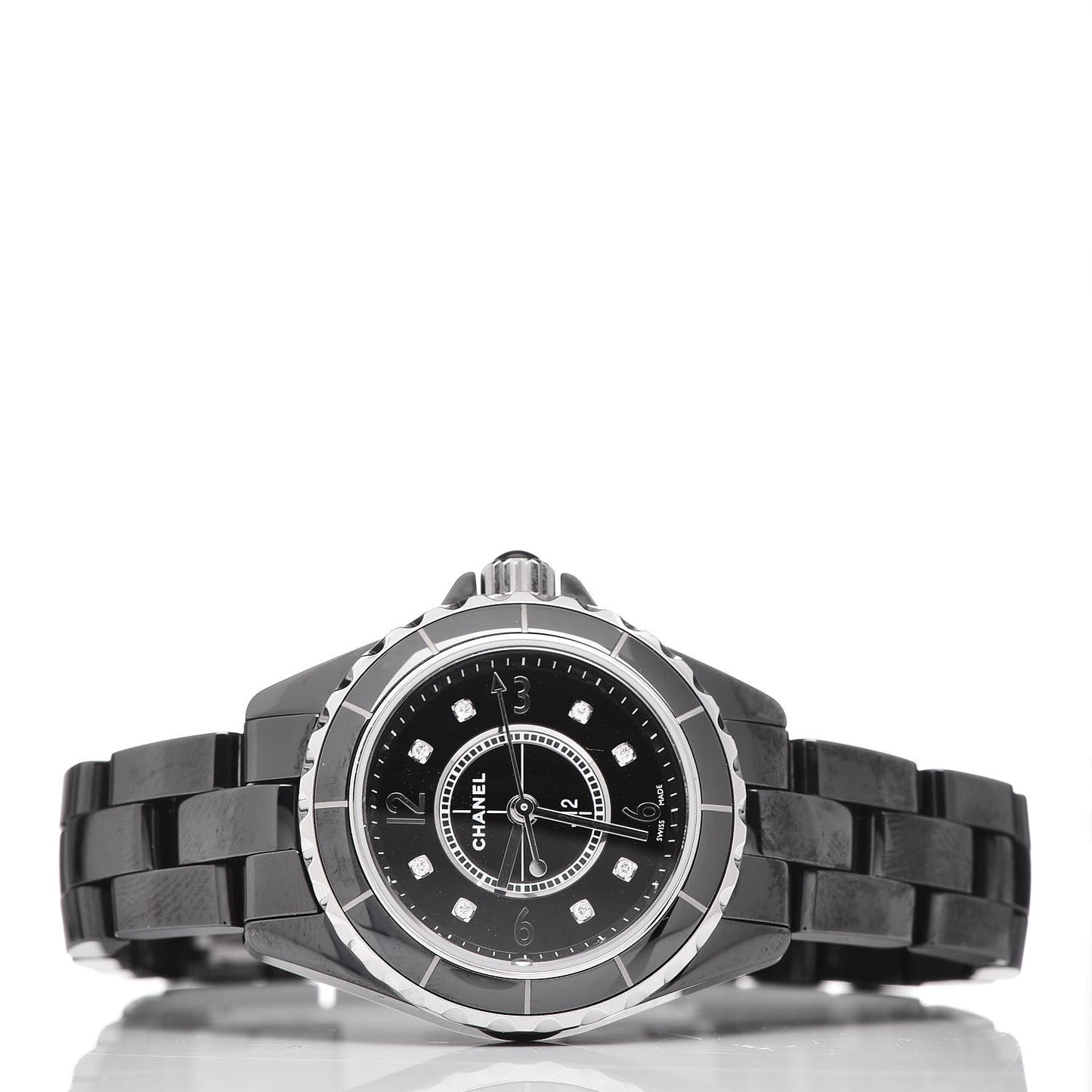 Stainless Steel Ceramic Diamond 29mm J12 Quartz Watch Black