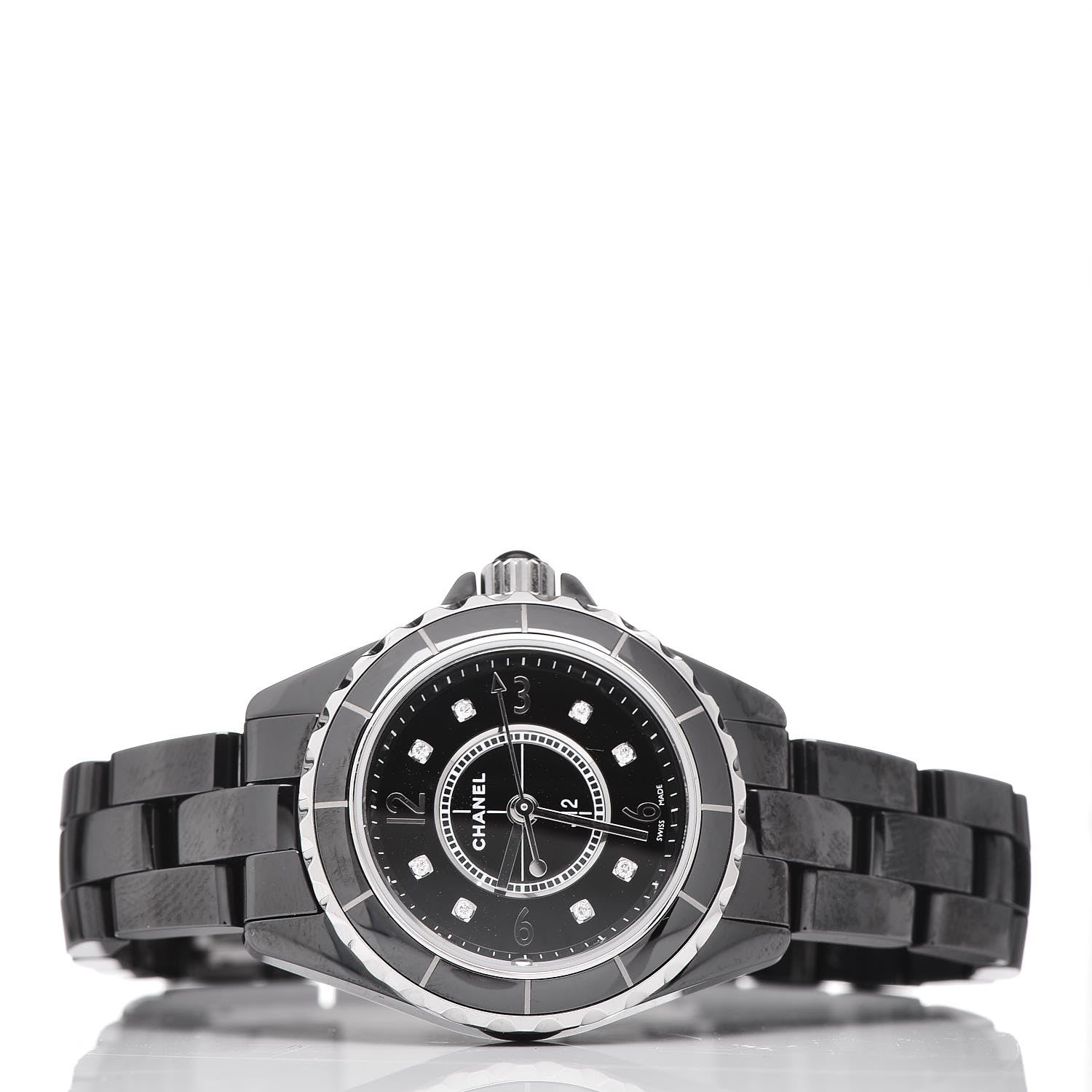 Chanel Stainless Steel Ceramic Diamond 29mm J12 Quartz Watch Black 3 of 6