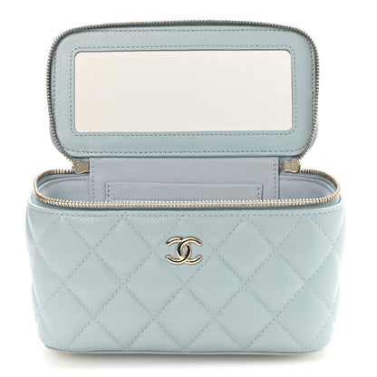 Chanel Caviar Quilted Small Tiny CC Vanity Case With Chain Light Blue Light Blue 5 of 12