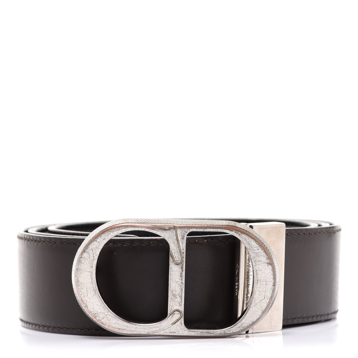 Christian Dior Calfskin 30 Montaigne Reversible Belt 85 Black Dark Brown 1 of 5