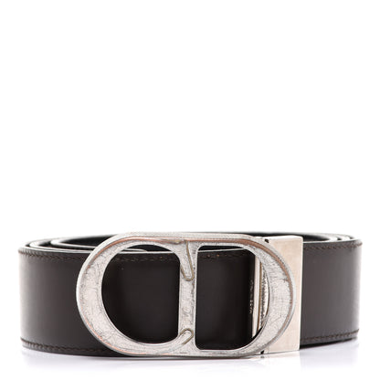 Christian Dior Calfskin 30 Montaigne Reversible Belt 85 Black Dark Brown 1 of 5