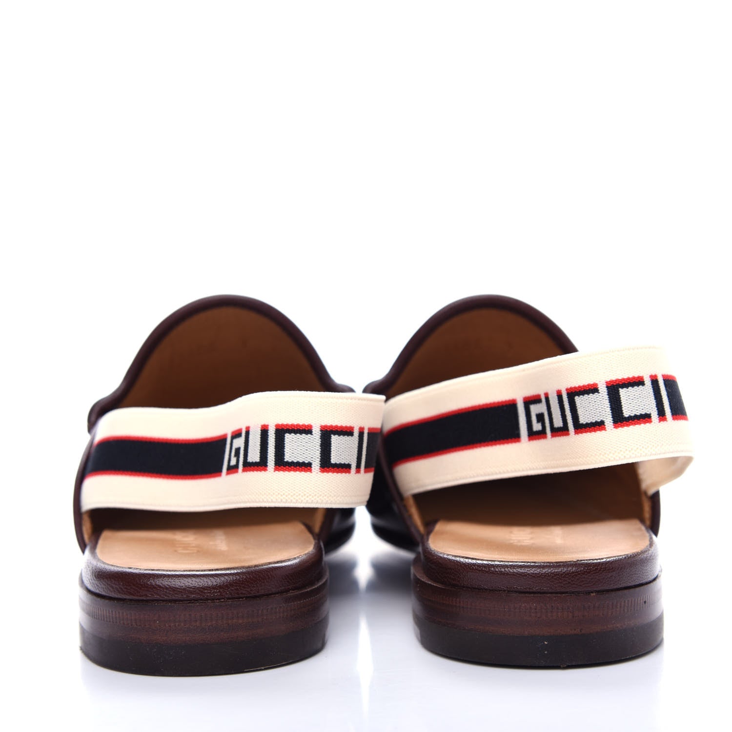 Gucci Goatskin Stripe Mens Horsebit Slingback Slippers 7 Brown 7 of 11