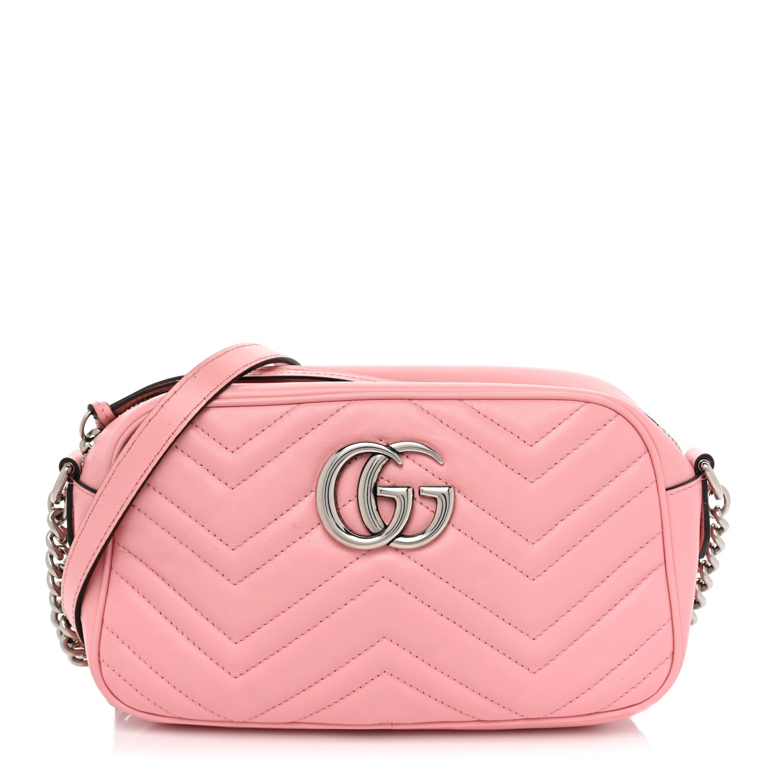 Gucci Calfskin Matelasse Small GG Marmont Chain Shoulder Bag Wild Rose 1 of 17