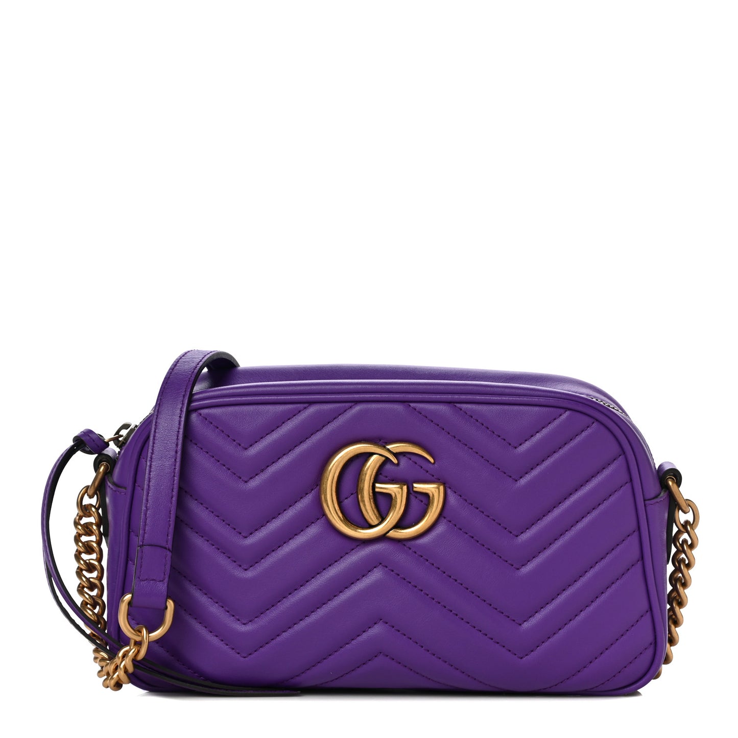 Calfskin Matelasse Small GG Marmont Chain Shoulder Bag Shine Purple