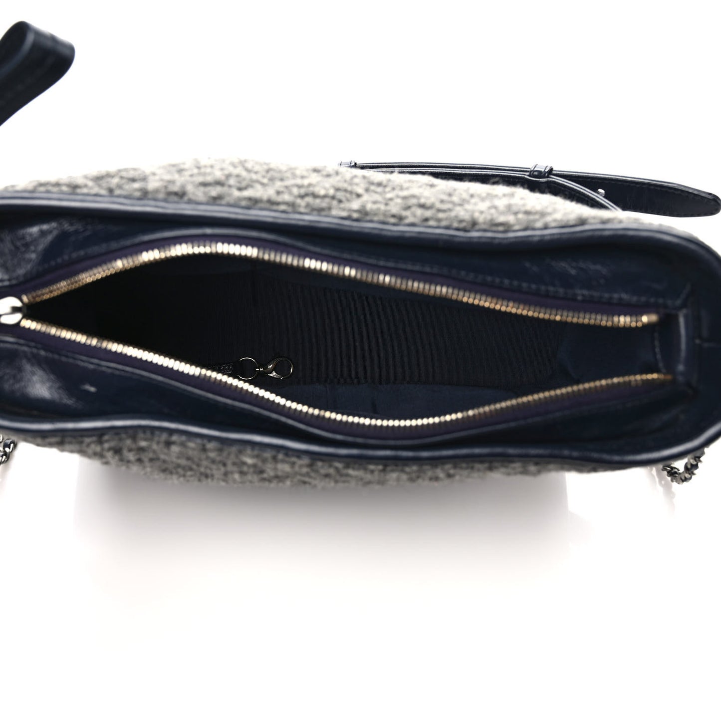 Tweed Calfskin Quilted Medium Gabrielle Hobo Gray Navy