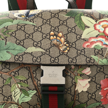 Gucci GG Supreme Monogram Tian Web Single Buckle Backpack Beige Multicolor New Acero 8 of 11