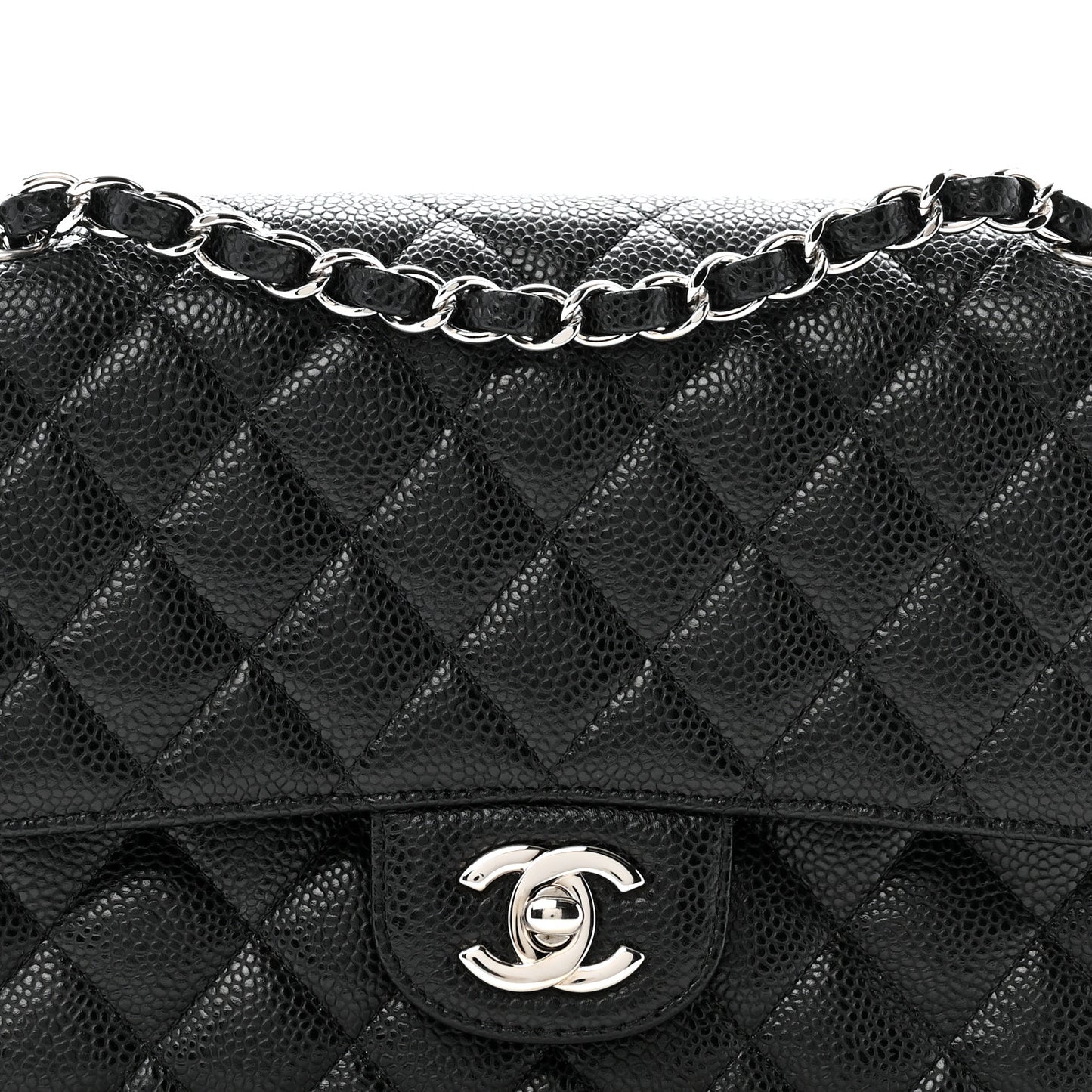 Caviar Quilted Medium Double Flap Black