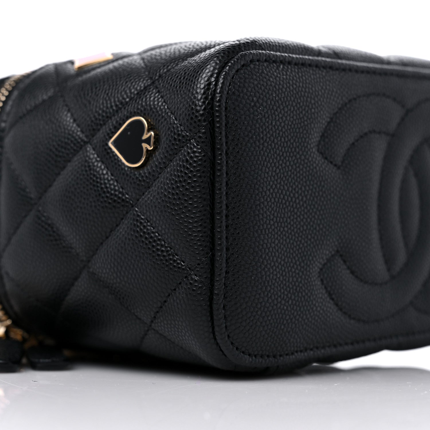 Chanel Caviar Quilted Enamel Coco Casino Small Vanity Case With Chain Black 8 of 10