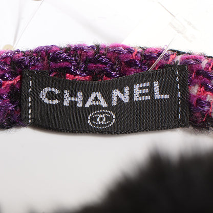 Chanel Rabbit Fur Tweed CC Earmuffs Purple 4 of 5