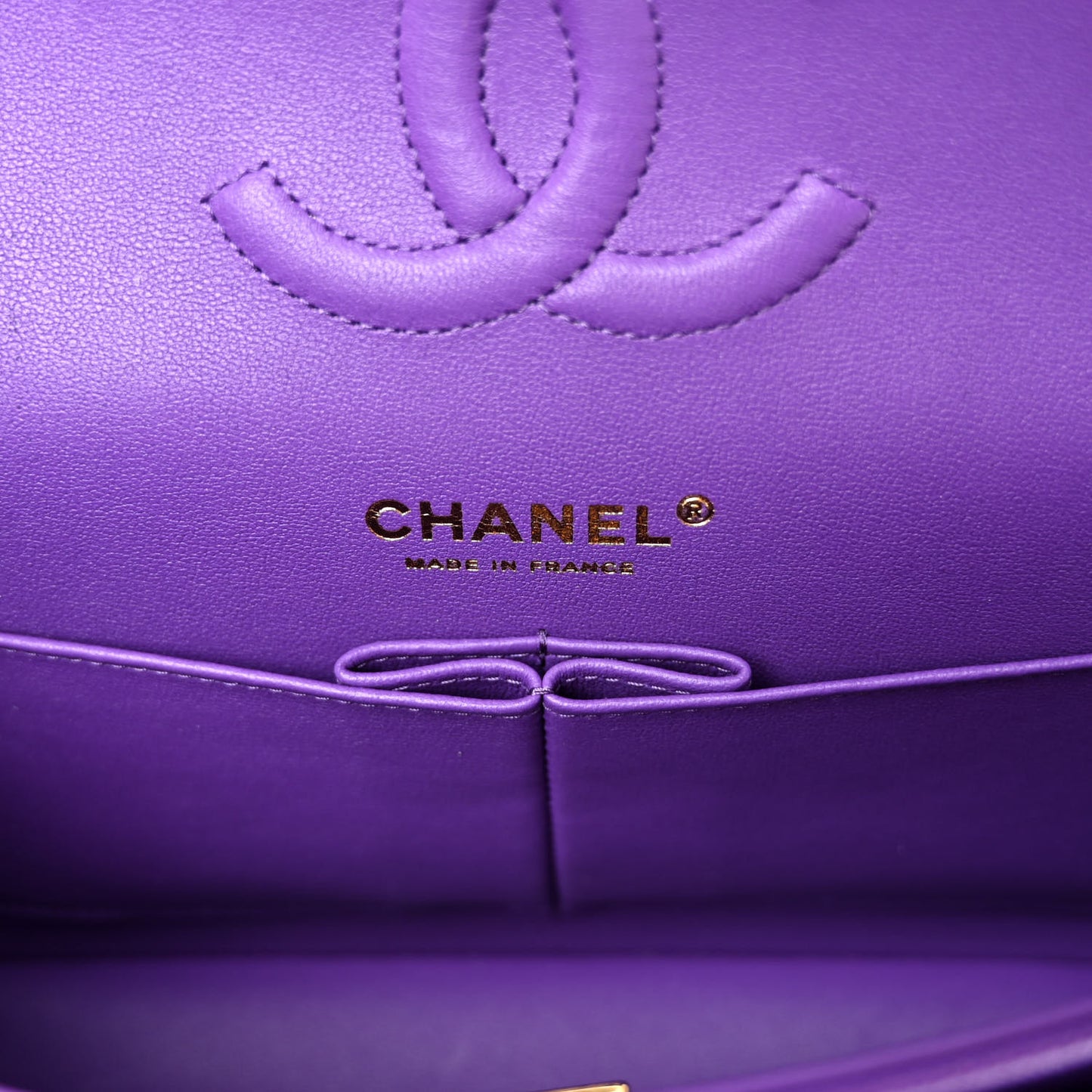 Caviar Quilted Medium Double Flap Purple